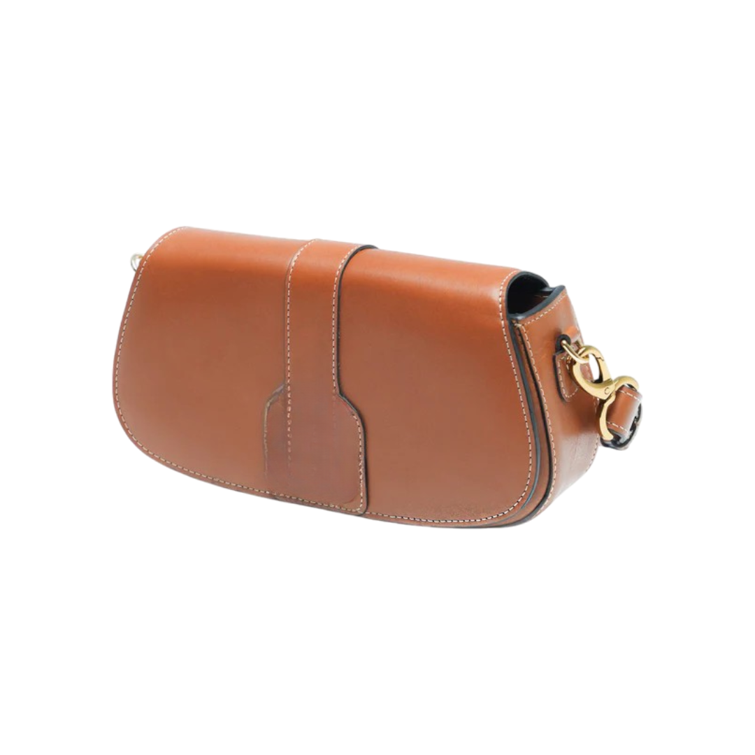Megoha Classic Brown Leather Baguette Bag