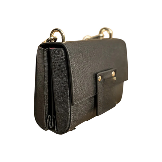 Megoha Classic Black Textured Crossbody Bag